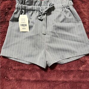 She + Sky High Waist Gray Pinstripe Shorts